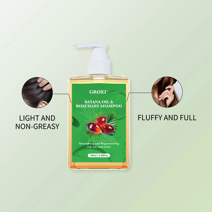 Batana Shampoo. A 100ml treatment that soothes your scalp, reduces hair loss, and encourages natural hair regeneration