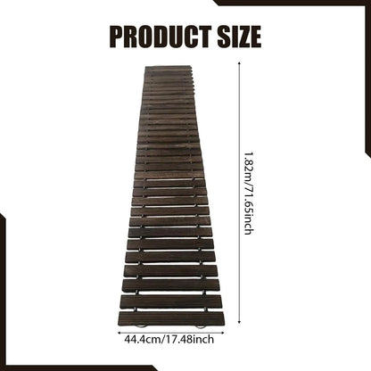 Wood Garden Pathway,Boardwalk Nonslip Outdoor Patio Straight Pathway Roll Out Decorative Wood Path for Poolside Camping Party