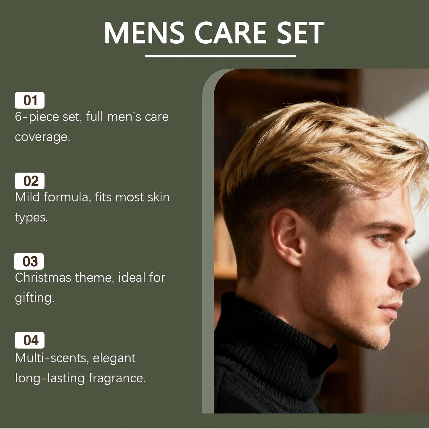 Men's Personal Care Set Beard Shampoo & Balm Set Body Wash Hand Balm Christmas Gift Set for Men Nourishing Skin Care Box Set