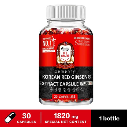 Korean Red Ginseng Supplement - Relieve Stress, Improve Mood, Boost Brain Function, and Strengthen The Immune System
