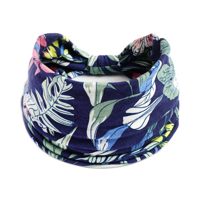 Boho Headbands Wide Knot Hair Scarf Floral Print Hairband Stretch Turban Headwrap Cotton Head Band Fashion Accessories for Women
