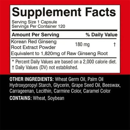 Korean Red Ginseng Supplement - Relieve Stress, Improve Mood, Boost Brain Function, and Strengthen The Immune System
