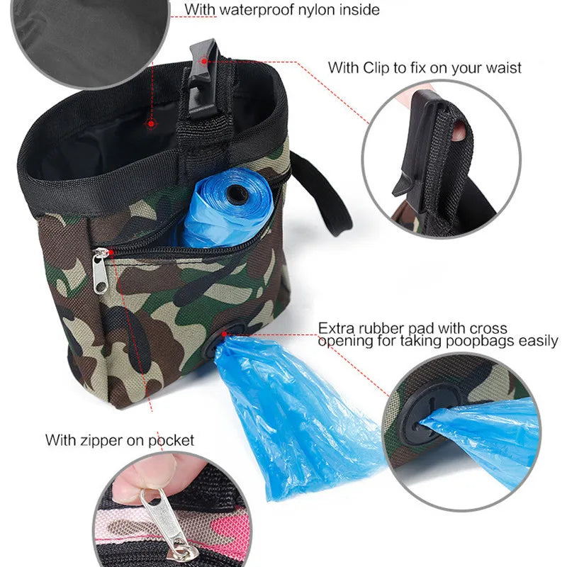 Puppy Training Treat Snack Food Pouch Pet Treating Bag Waterproof Nylon Adjustable Clip Green Dog Training Treat Pouch