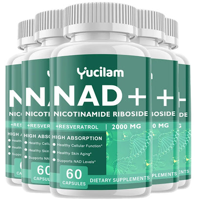 NAD+ Resveratrol Supplement - Anti-Aging, Energy Boost, Cell Repair, Skin Health, Brain Cognition - Provides Sustained Vitality