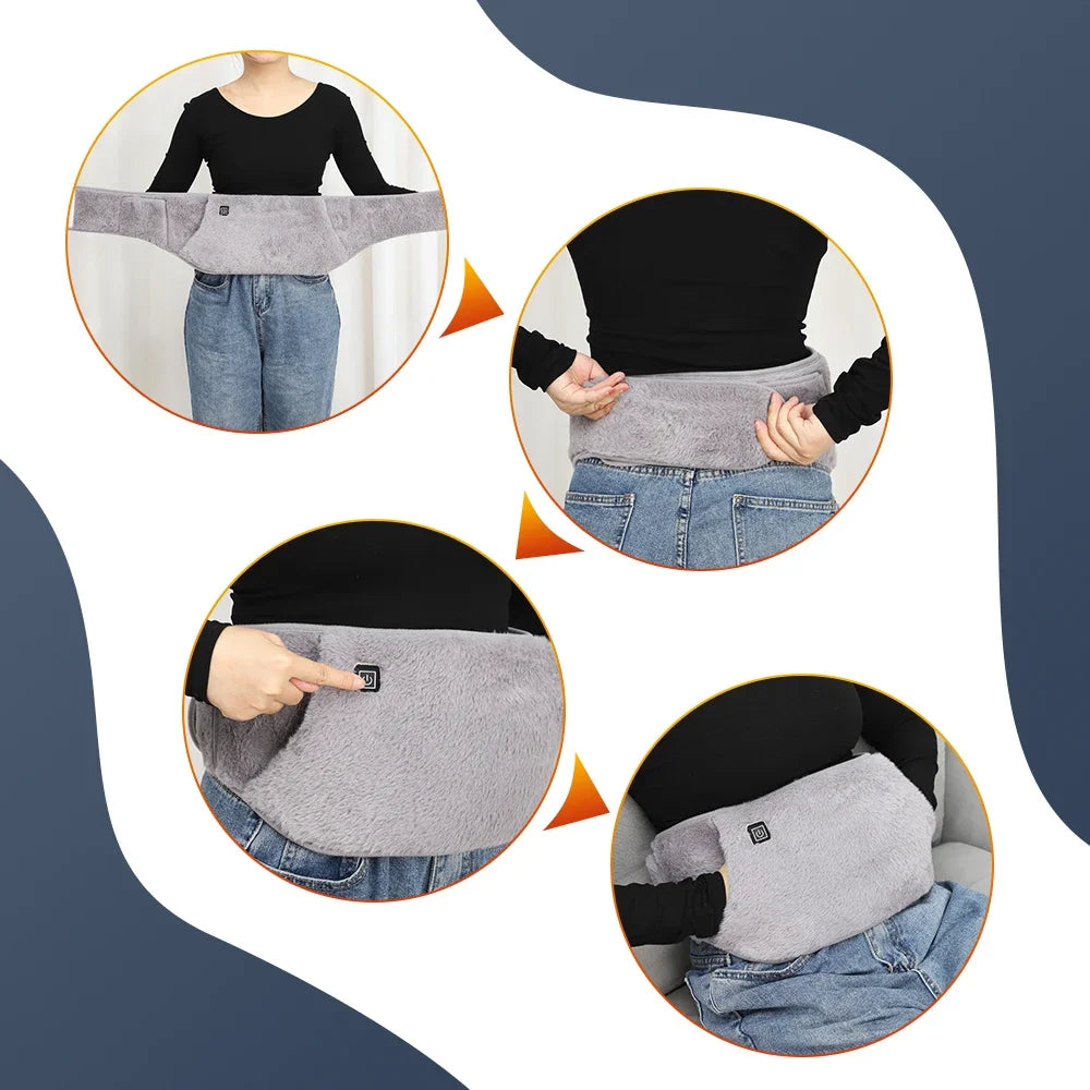 3 Levels Electric Heating Pad for Abdominal Menstrual Pain Relief Warm Palace Belt Cold-Proof USB Hand Warmer Waist Warming Pad