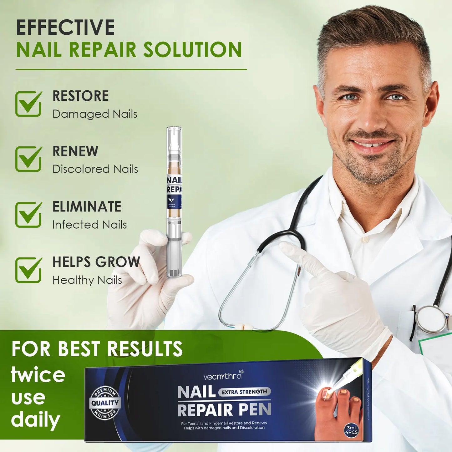 Nail Fungus Repair Essence Pen 3ml*4 Repair Fingernail 25%Undecylenic Acid Restores Appearance of Discolored Nail Foot Care Tool