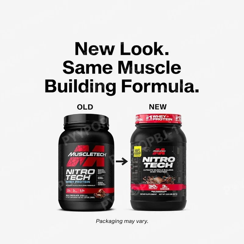 Muscletech Whey Protein Powder Milk Chocolate 2 Pound Nitro Tech Ultimate Muscle Building Formula with Whey Protein Isolate