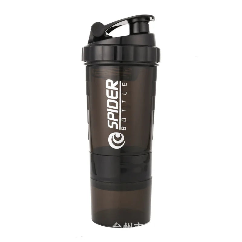 500ml Portable Protein Powder Shaker Bottle High Capacity Drinking Container with Powder Case Plastic Blender Sports Water Cup
