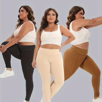 3 Pack Plus Size High Waisted Tummy Control Leggings