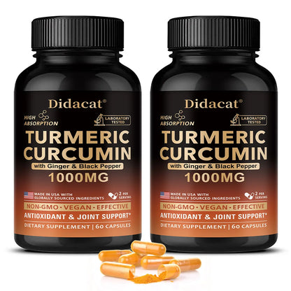 Organic Turmeric Curcumin with Black Pepper Extract - High Absorption Ultra Potent Supplement, Joint Support, 120 Capsules