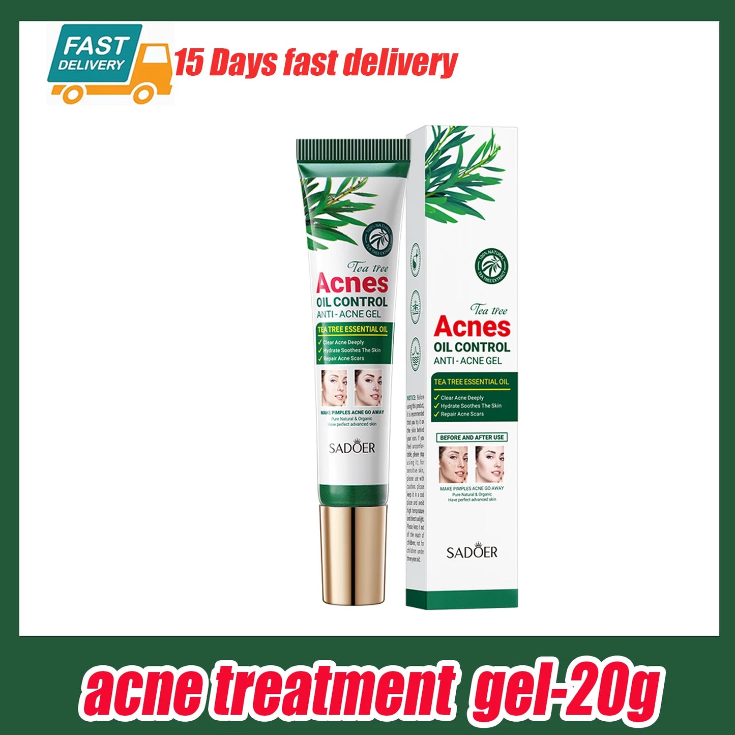 Tea Tree Acne Removing Cream Facial skincare Oil Control Face Gel Creams Hydrating Moisturizing Facial Cream Skin Care Set