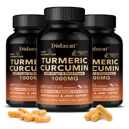 Organic Turmeric Curcumin with Black Pepper Extract - High Absorption Ultra Potent Supplement, Joint Support, 120 Capsules