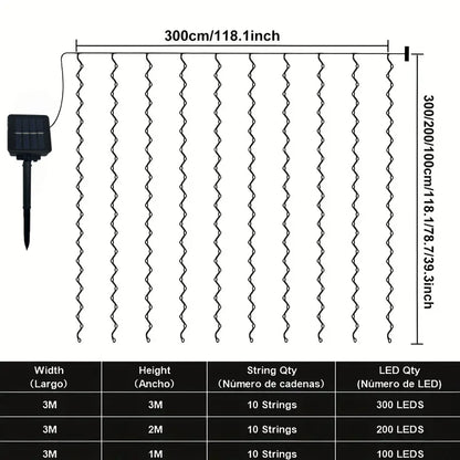 Solar Curtain Light LED Outdoor Waterproof 600leds Garland Decor String Lights Yard Christmas Fairy Wedding Party Terrace Garden