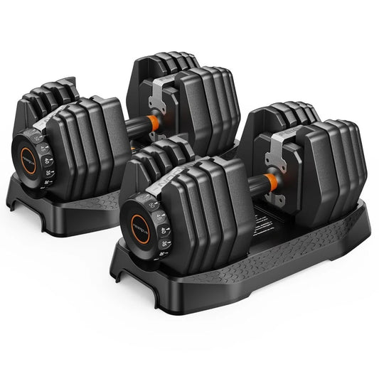 DB1 Quick Adjustable Dumbbell Set, 15-in-1 Weight Set Dumbbells 105lb/52.5lb with Storage Box, Quick Adjust Free, Customized
