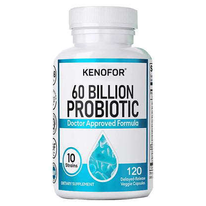 60 Billion Probiotic Supplement - 10 Unique Strains + Organic Prebiotics - Immune System Boosting Support Gut & Digestive Health