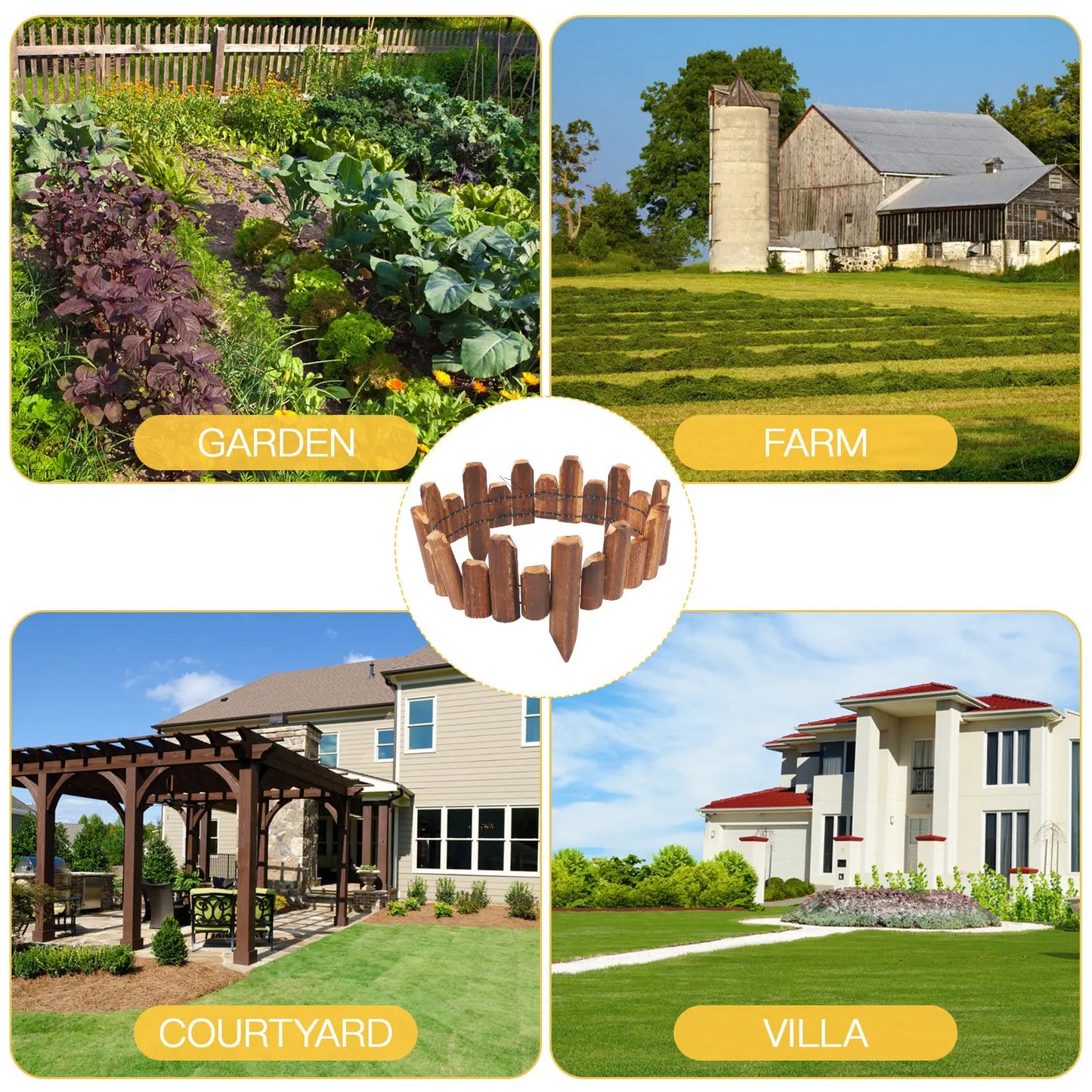 Elegant Wood Garden Edging Border Fence for Yard Landscaping Lawn Divider Decorative Outdoor Environment Enhancement