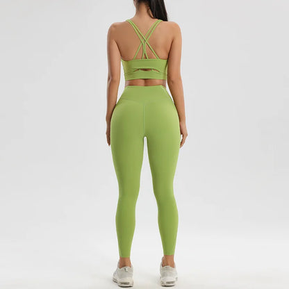 Women's fitness suit yoga running two-piece set of bra underwear quick-dry bottom pants