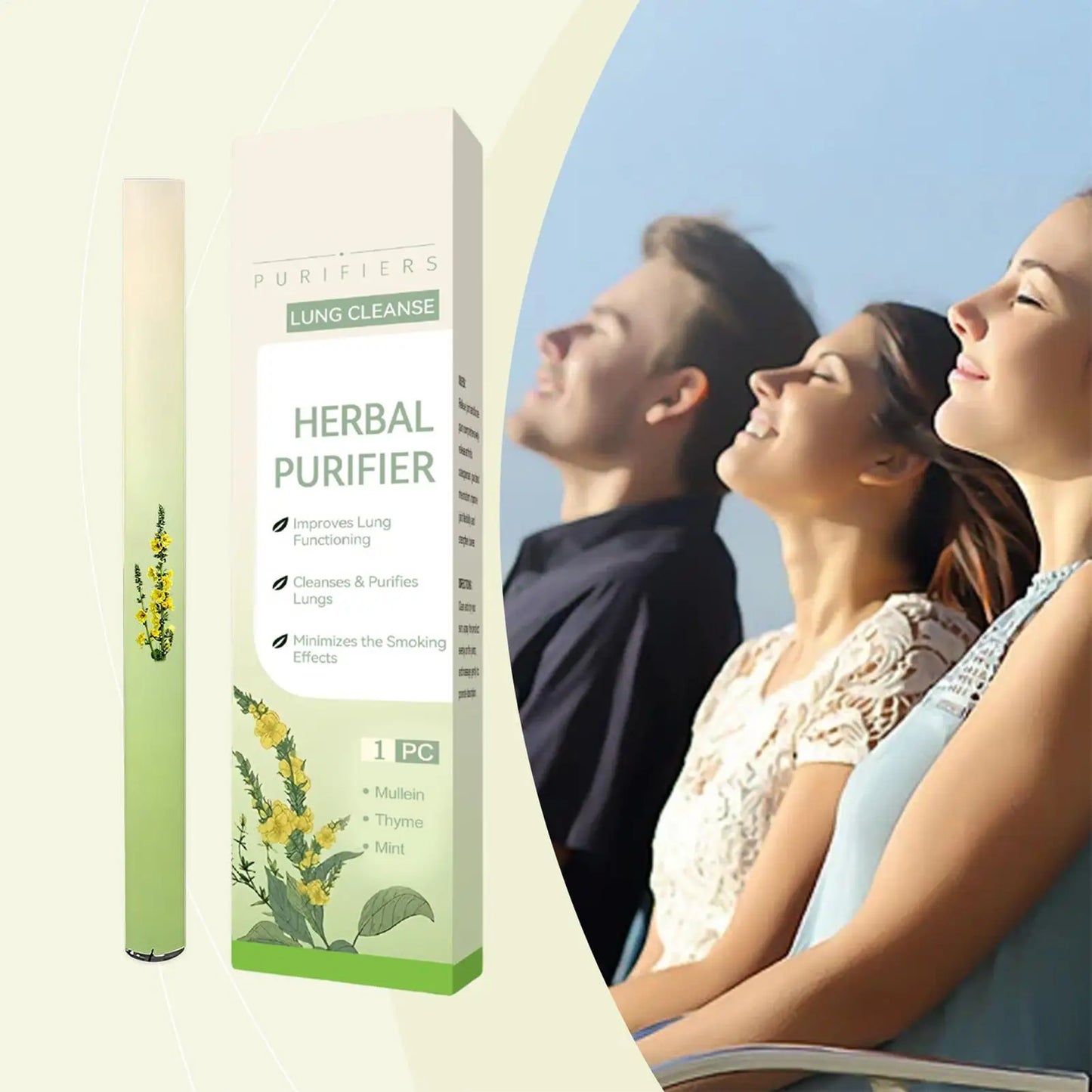 Herbal Diffuser Pen Feltwort Natural Lung Cleansing Purifier Aromatherapy Clear Air Inhaler Breathing Improve Health Care Sticks