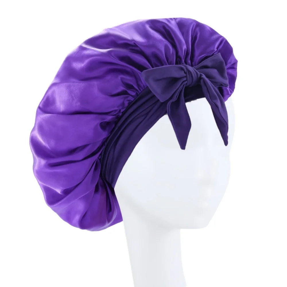 Satin Silk Hair Bonnet | Adjustable Tie Band | Sleep Bonnet for Women Men | Unisex Protective Headwear