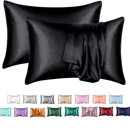 2pcs Satin Pillowcase for Skin and Hair, Satin Pillow Cases Set of 2 Soft Breathable Smooth Cooling Pillow Covers for Sleeping