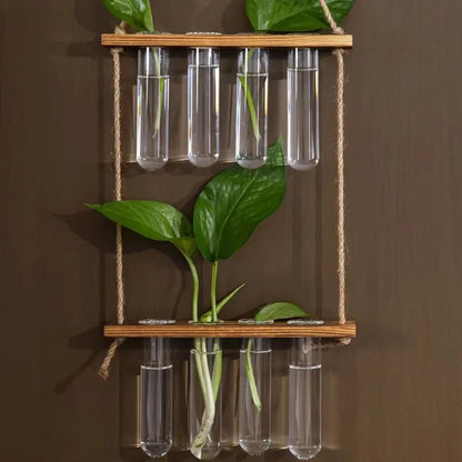 Creative green radish hydroponic plant glass transparent vase flower arrangement water flower pot hemp rope test tube wall hangi