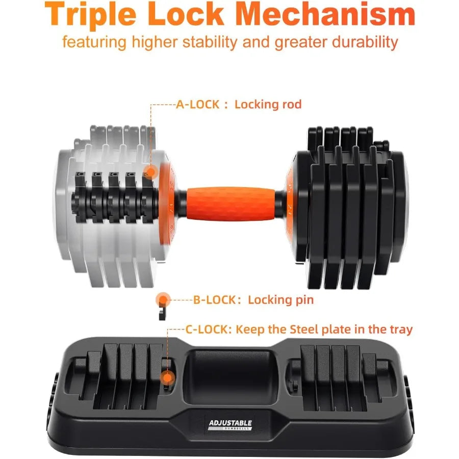 2026 Latest Adjustable Dumbbell Set of 2 Quick Switch Weights in 3lbs Increments 25lbs Pair Weights Dumbbell Set with Storage T