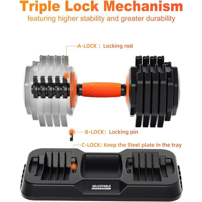 2026 Latest Adjustable Dumbbell Set of 2 Quick Switch Weights in 3lbs Increments 25lbs Pair Weights Dumbbell Set with Storage T