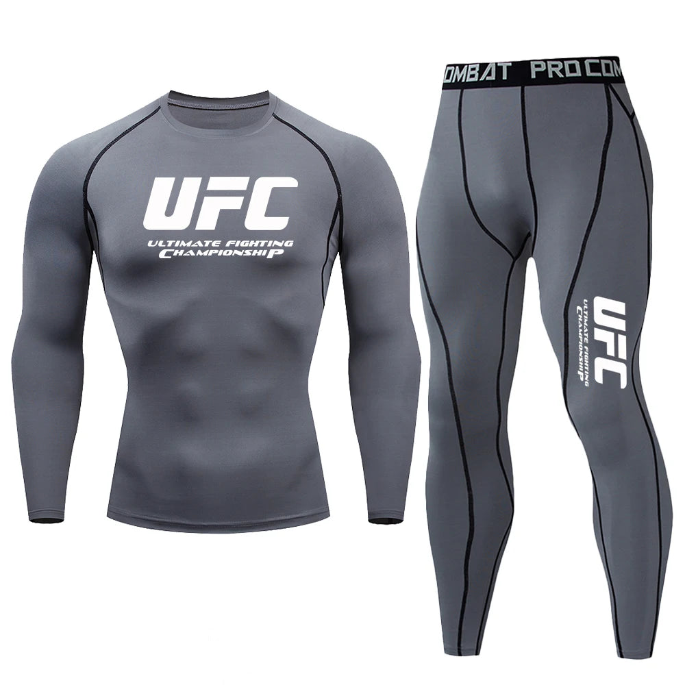 Summer Outdoor Sportswear, Sun Protection Clothing, Quick Drying Tight Fitting T-shirt Pants, Fitness Suit, UFC Printed Suit