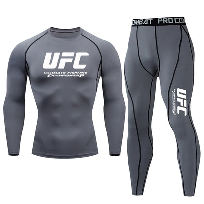 Summer Outdoor Sportswear, Sun Protection Clothing, Quick Drying Tight Fitting T-shirt Pants, Fitness Suit, UFC Printed Suit