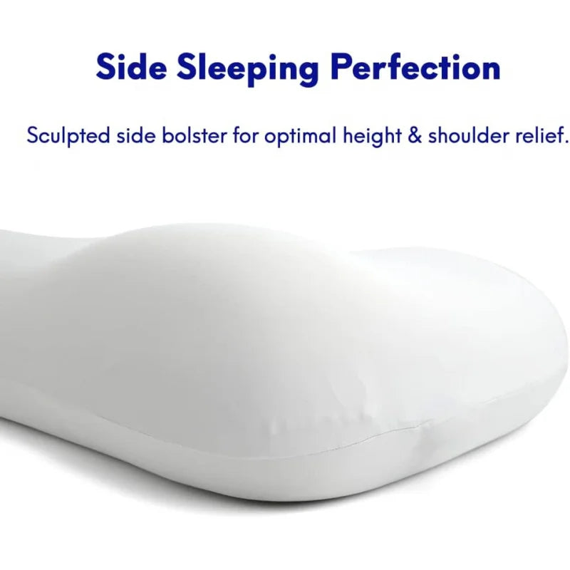 Deep Sleep Pillow, Patented Ergonomic Contour Design for Side & Back Sleepers, Orthopedic Cervical Shape Gently Cradles Head
