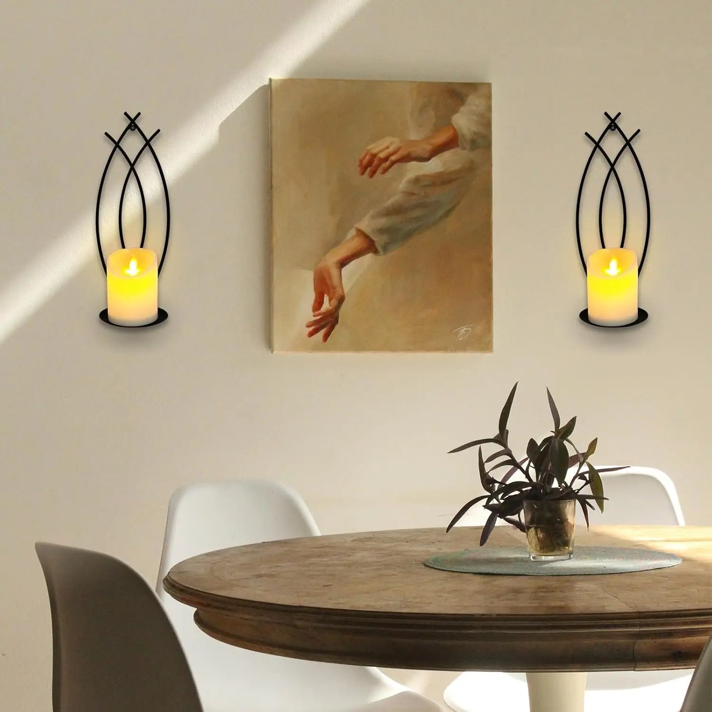 Wall Candle Sconces Holder Set of 2, Flame-Like Wall Decor Sconces Decorative Wall Sconces for Candles, Wall Mounted Candle Hol