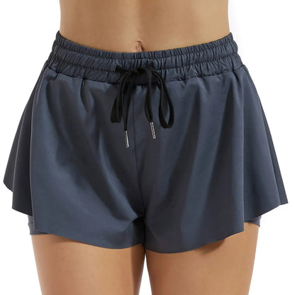 Women Sports Short Skirt 2 In 1 Yoga Shorts Side Fork Fitness Running Tennis Badminton Anti Exposure Skirt Gym Sportswear