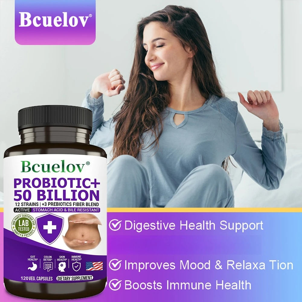 Probiotics + Prebiotics - Improve Digestion & Immunity, Relieves Constipation, Colon Detox, Support Intestinal Health Supplement