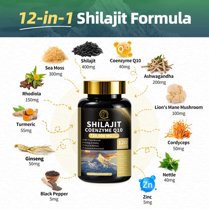 BBEEAAUU Seamoss and Shilajit Multi in 1 Supplement with Black Seed,Ashwagandha,Burdock Energy, Antioxidants and Immune Support