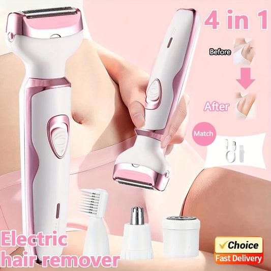 2026 New 4 in 1 Electric Razor for Women Body Hair Trimmer Armpit Bikini Arm Leg Face Mustache Portable Painless Shaver