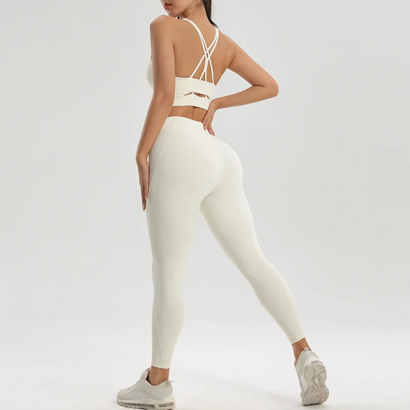 Women's fitness suit yoga running two-piece set of bra underwear quick-dry bottom pants