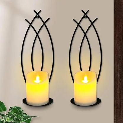 Wall Candle Sconces Holder Set of 2, Flame-Like Wall Decor Sconces Decorative Wall Sconces for Candles, Wall Mounted Candle Hol