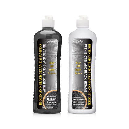 Biotin & Black Sesame Shampoo Conditioner Set Hair Repair Treatment Nourishing & Strengthening 450ml x 2 for All Hair Types