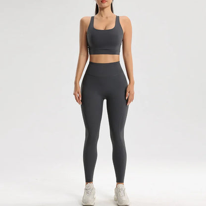 Women's fitness suit yoga running two-piece set of bra underwear quick-dry bottom pants