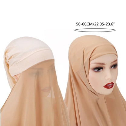 Stylish Muslim Women Bonnet with Rope Shawl Convenient Elastic Underscarf Islam Inner Hijab Cover Headwrap N58F