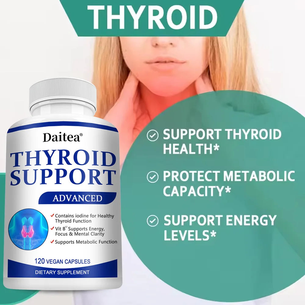 Thyroid Supplement with L-tyrosine, Iodine, Zinc & Selenium - Promotes Memory, Cognitive, Thyroid Health and Metabolism, NON-GMO