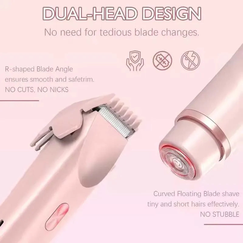 Electric Razors for Women 2 in 1 Electric Shaver for Pubic Hair Trimmer IPX7 Waterproof Wet&Dry Use Bikini Shaver for Body