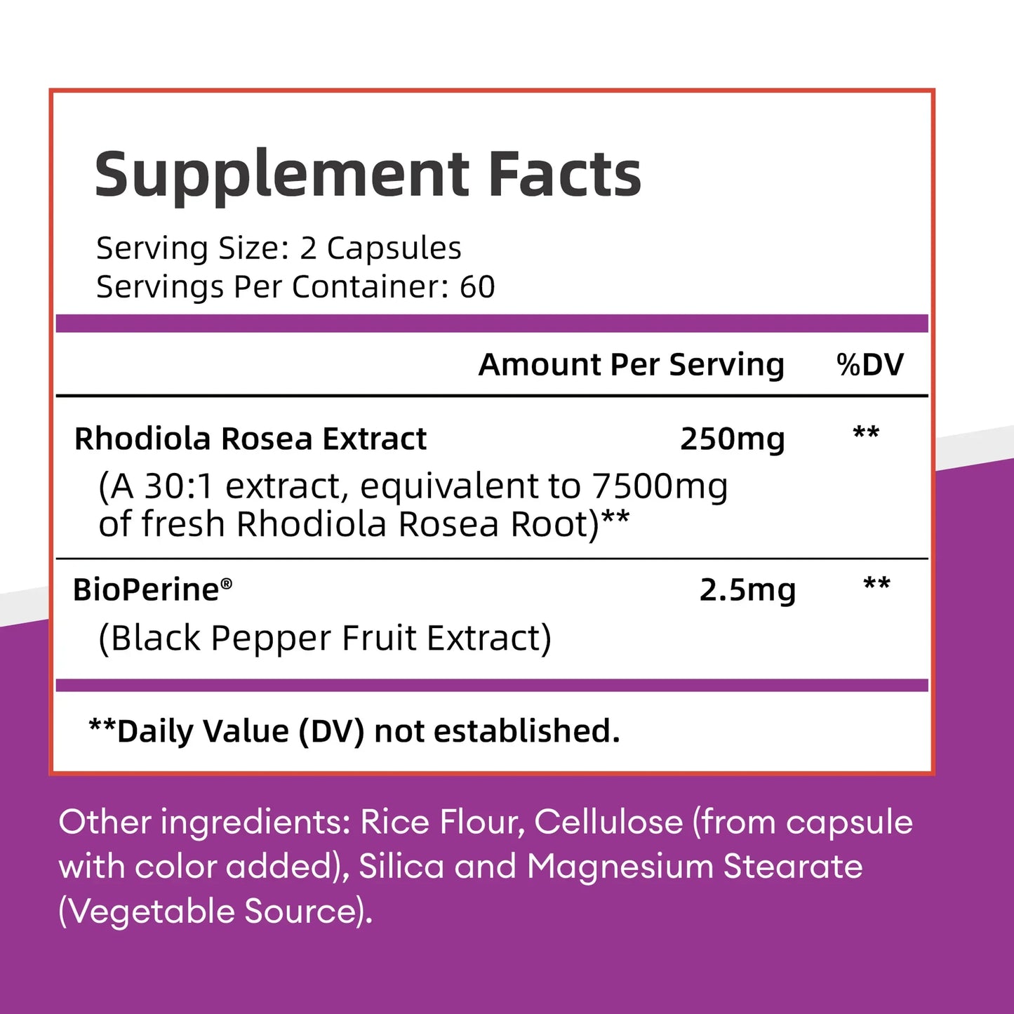 Rhodiola Supplement 7500mg - Natural Adaptogens, Relieves Stress,Improves Energy and Focus - 120 Capsules