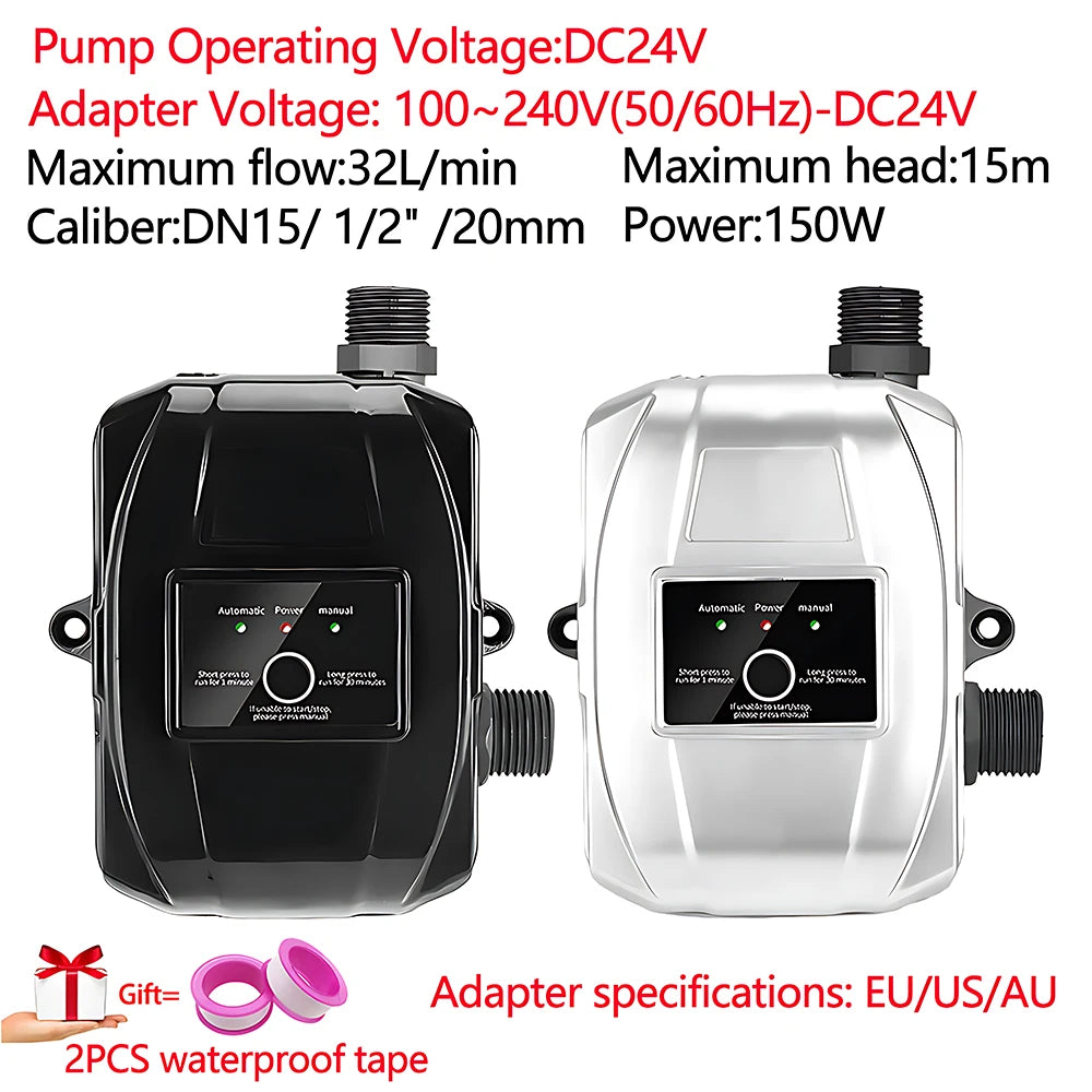 Shower Booster Pump Brushless Water Pump 15m 24V MaxFlow:32L/min Automatic Pressure Controller Household Booster Water Heater