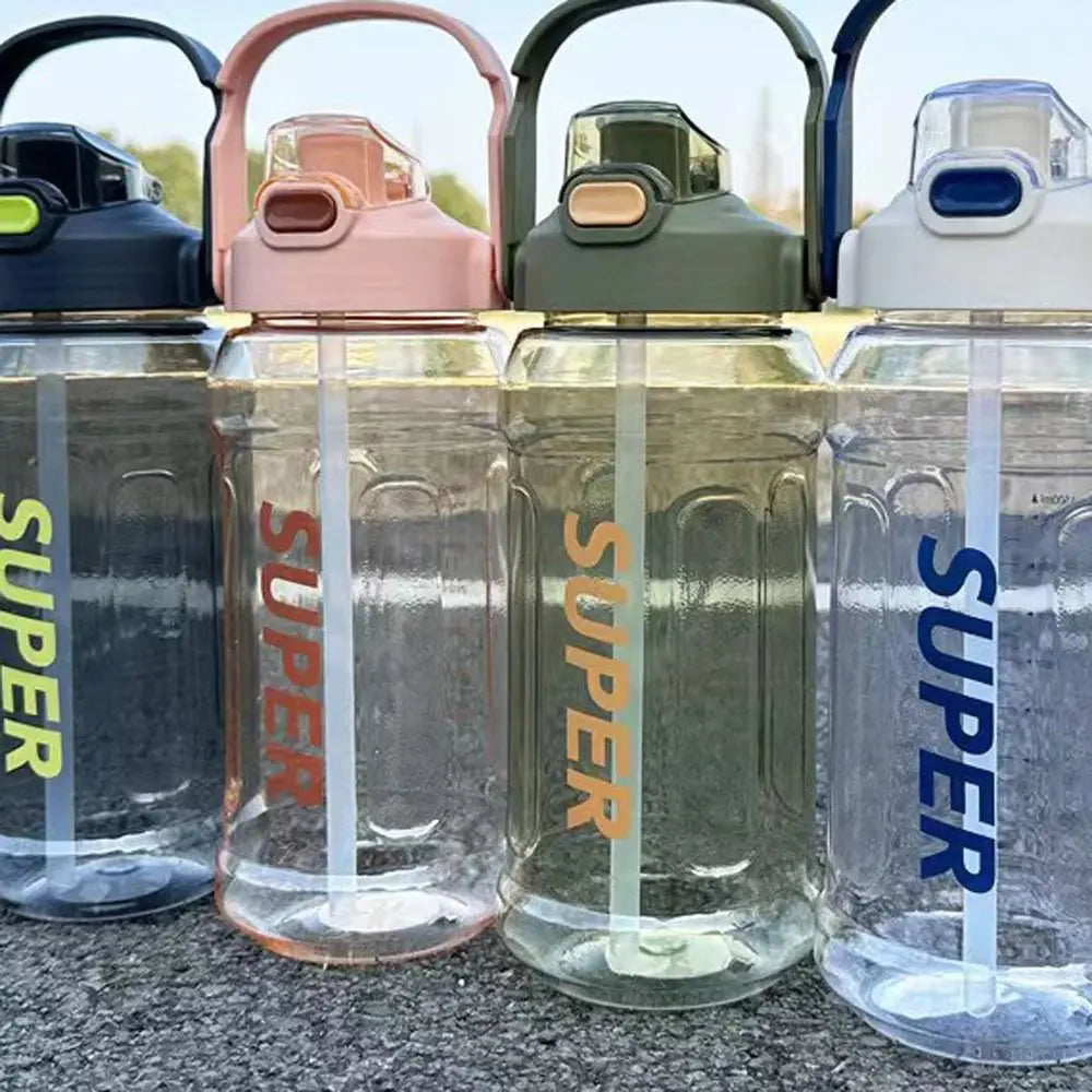 With Straw Sports Kettle with Straw 1.3L 1.5L 2L Graduated Water Cup with Straw Large Capacity Dustproof Fitness Water Bottle