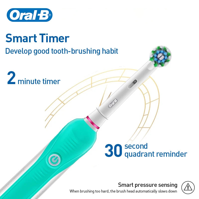 Oral B Pro600 Electric Toothbrush Rotation Oral Cleaning Teeth Whitening Cleaner Brush  2 Mins Timer Rechargeable Toothbrush