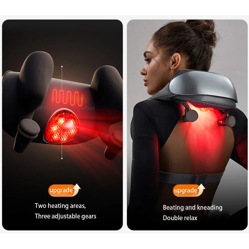 New Neck Shoulder Massager Deep Tissue Shiatsu Back Massagers with Heat for Pain Relief Kneading Beating Muscles Massage