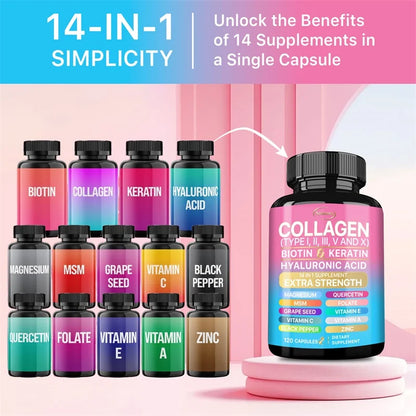 Collagen Supplement - Maintains Overall Well-being,Supports Skin Care, Nails, Hair, Antioxidants and The Immune System