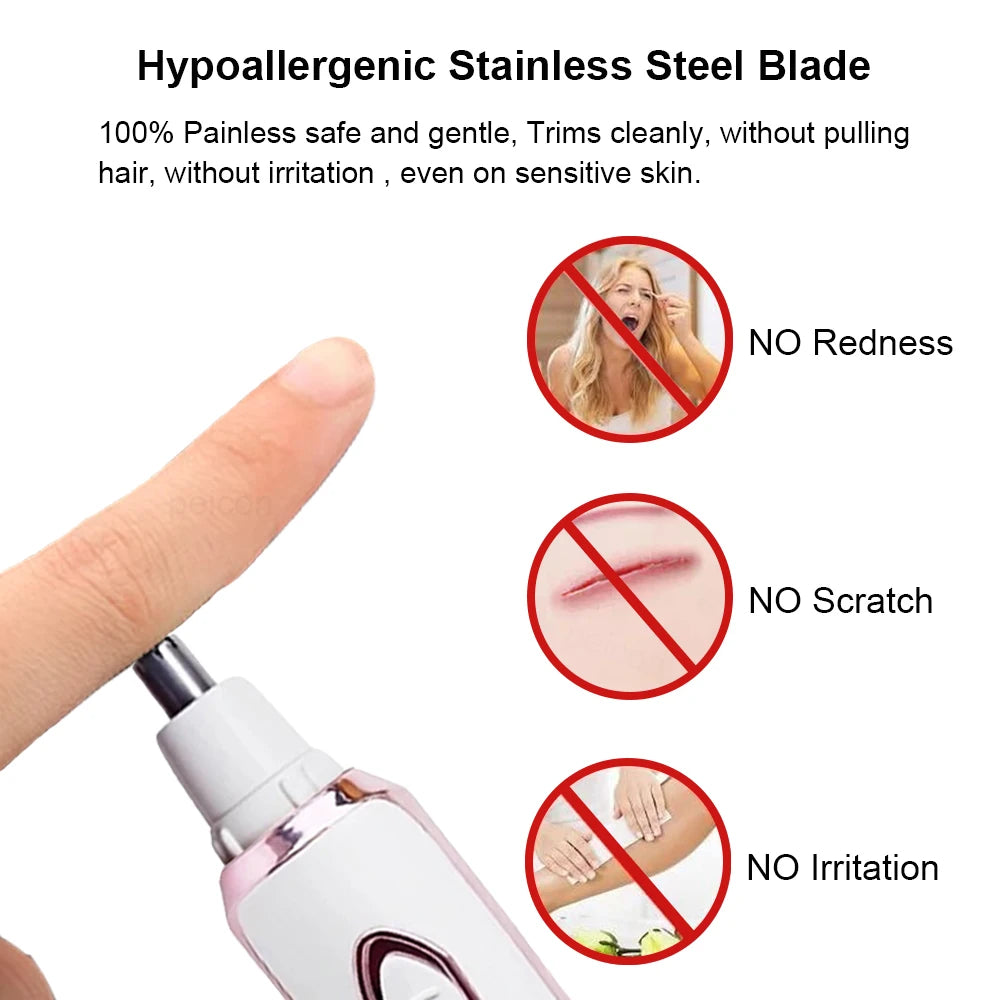 Electric Razor for Women Shaver 4in1 Hair Trimmer for Lady Face Armpit Leg Bikini Body Epilator Portable Painless Hair Remover