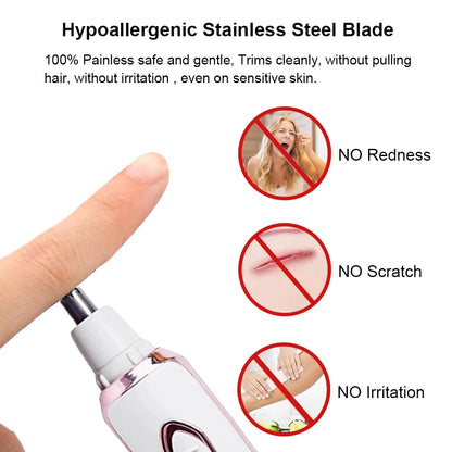 Electric Razor for Women Shaver 4in1 Hair Trimmer for Lady Face Armpit Leg Bikini Body Epilator Portable Painless Hair Remover